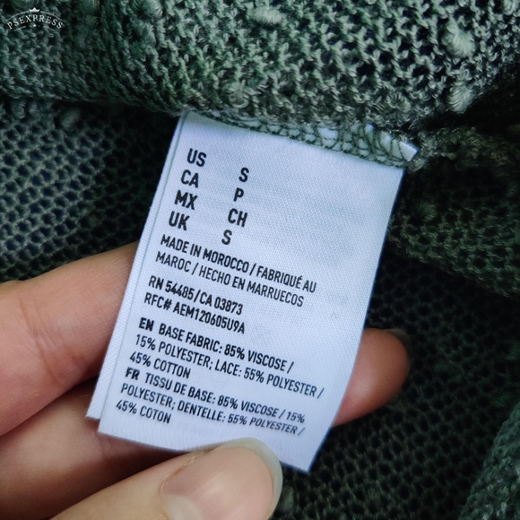 American Eagle See Through Green Bohemian Knit Sweater - Picture 11 of 11